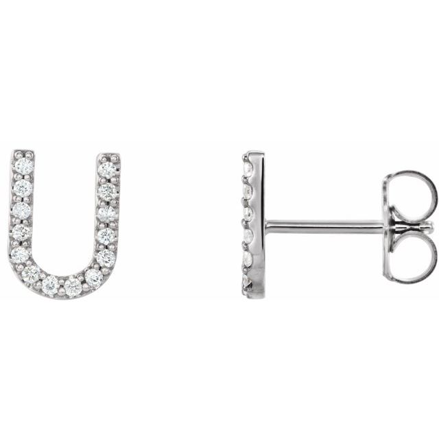 14K .05 CTW Natural Diamond Initial U Earring