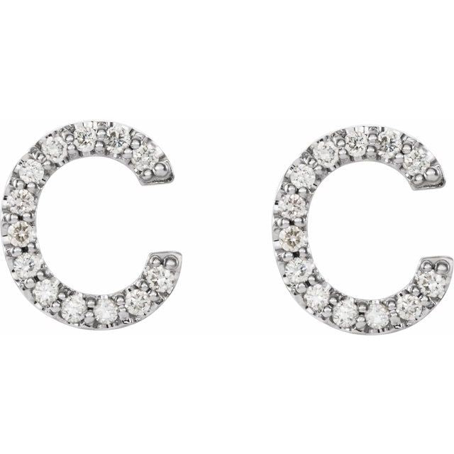 14K 1/10 CTW Natural Diamond Initial C Earrings