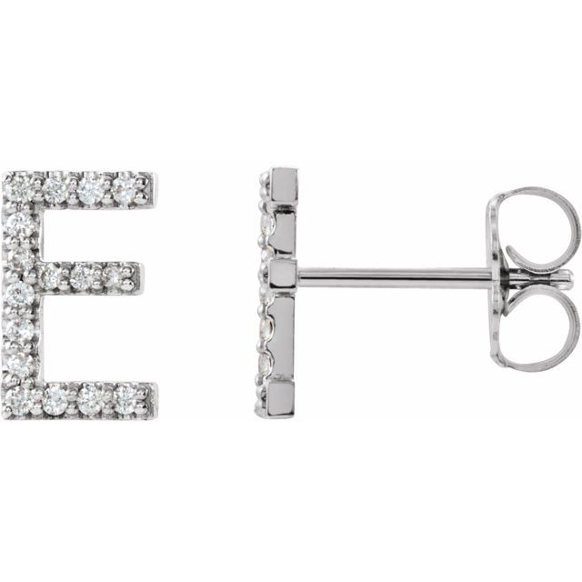 14K .06 CTW Natural Diamond Initial E Earring
