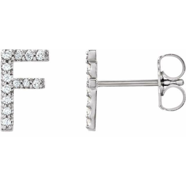 14K .05 CTW Natural Diamond Initial F Earring