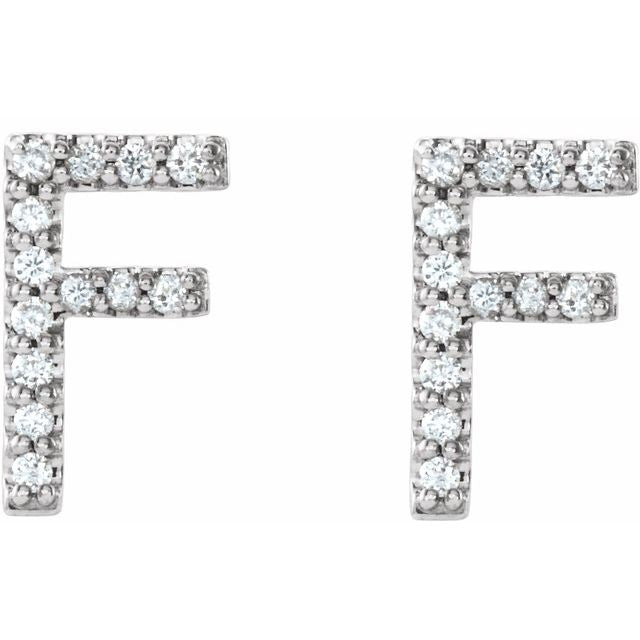 14K .08 CTW Natural Diamond Initial F Earrings