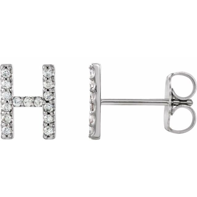 14K .05 CTW Natural Diamond Initial H Earring
