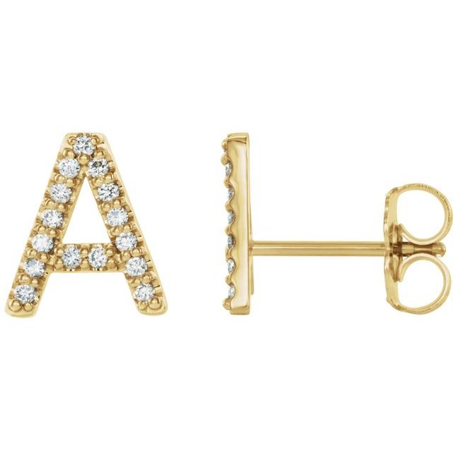 14K .06 CTW Natural Diamond Initial A Earring