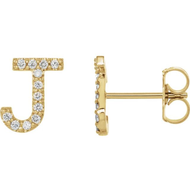 14K .05 CTW Natural Diamond Initial J Earring
