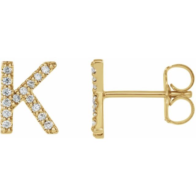 14K .05 CTW Natural Diamond Initial K Earring