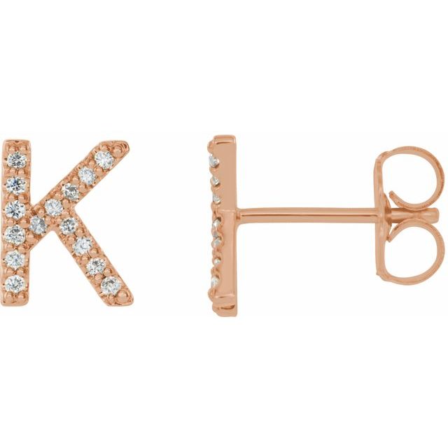14K .05 CTW Natural Diamond Initial K Earring