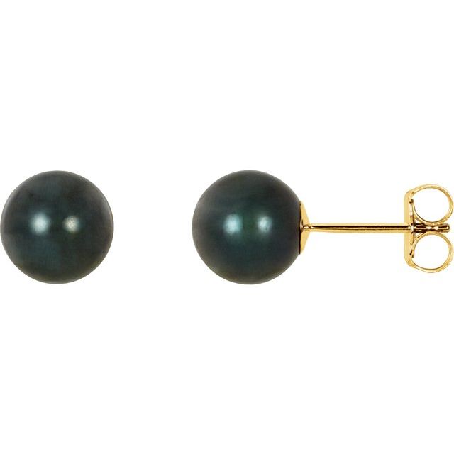 14K Cultured Black Akoya Pearl Earrings