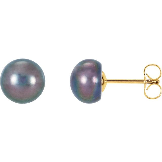 14K Panache® Cultured Black Freshwater Pearl Stud Earrings