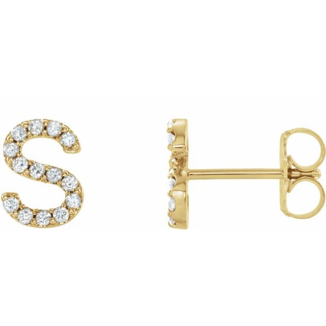 14K .05 CTW Natural Diamond Initial S Earring