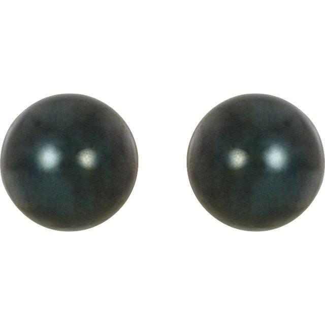 14K Black Akoya Cultured Pearl Earrings