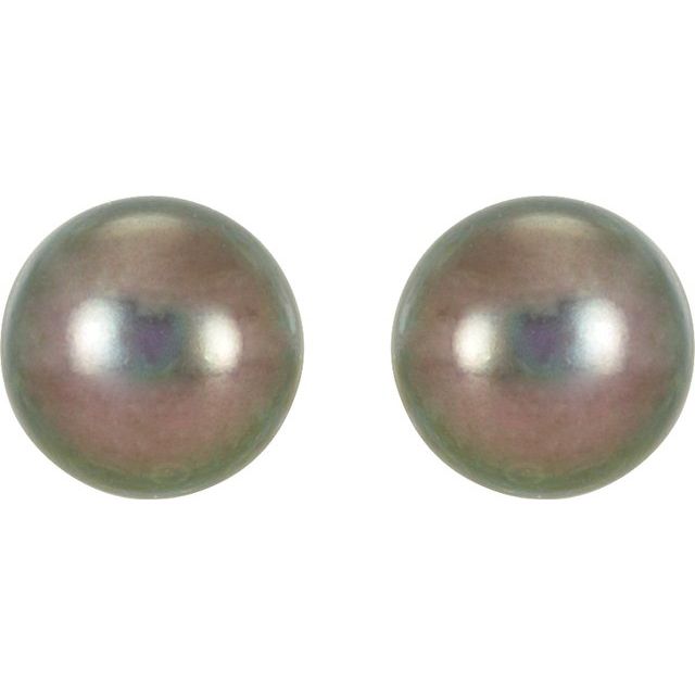 14K Panache® Cultured Black Freshwater Pearl Stud Earrings