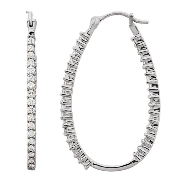 1 CTW Natural Diamond Inside-Outside Hoop Earrings