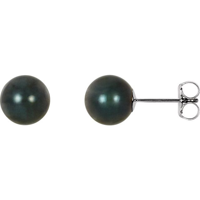 14K Black Akoya Cultured Pearl Earrings