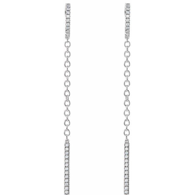 14K 1/4 CTW Natural Diamond Hinged Hoop Chain Earrings