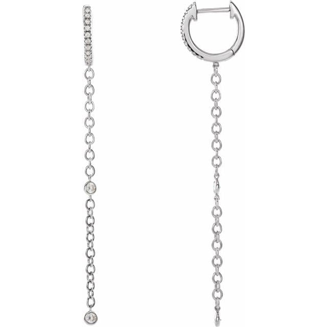 14K 1/4 CTW Natural Diamond Hinged Hoop Earrings