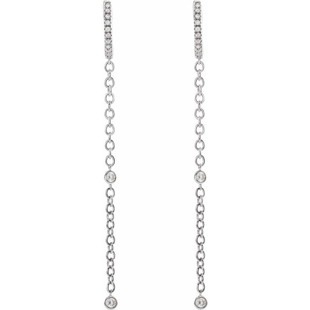 14K 1/4 CTW Natural Diamond Hinged Hoop Earrings