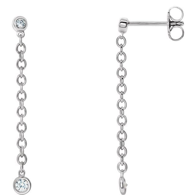 14K 1/5 CTW Natural Diamond Hinged Hoop Chain Earrings