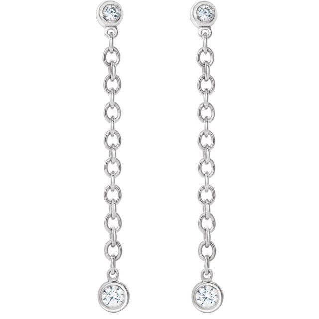 14K 1/5 CTW Natural Diamond Hinged Hoop Chain Earrings