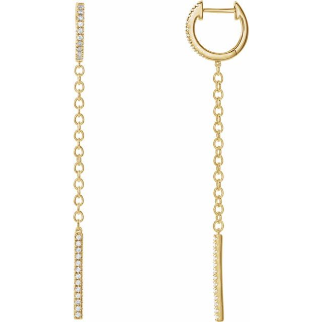 14K 1/4 CTW Natural Diamond Hinged Hoop Chain Earrings
