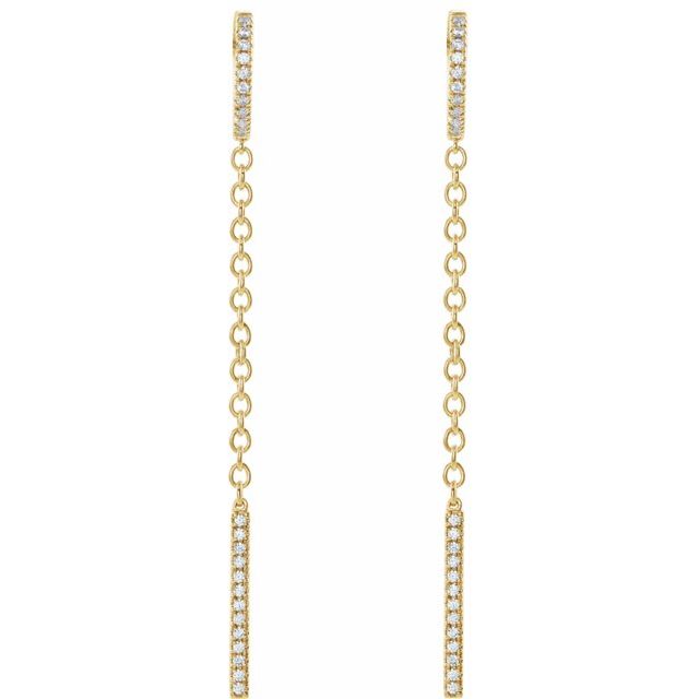 14K 1/4 CTW Natural Diamond Hinged Hoop Chain Earrings