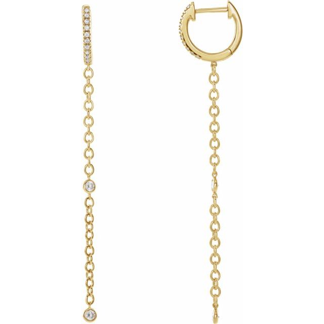 14K 1/4 CTW Natural Diamond Hinged Hoop Earrings