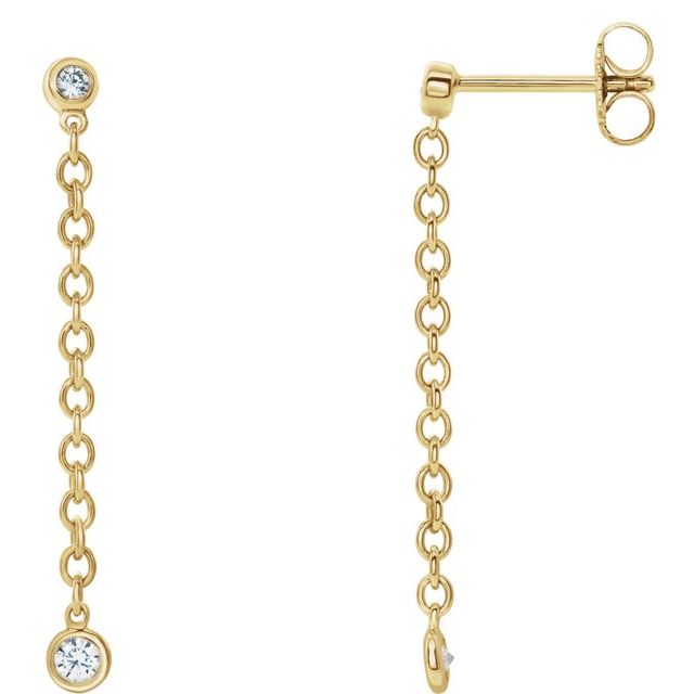 14K 1/5 CTW Natural Diamond Hinged Hoop Chain Earrings