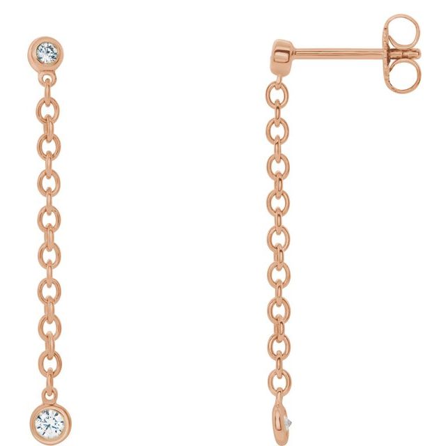 14K 1/5 CTW Natural Diamond Hinged Hoop Chain Earrings