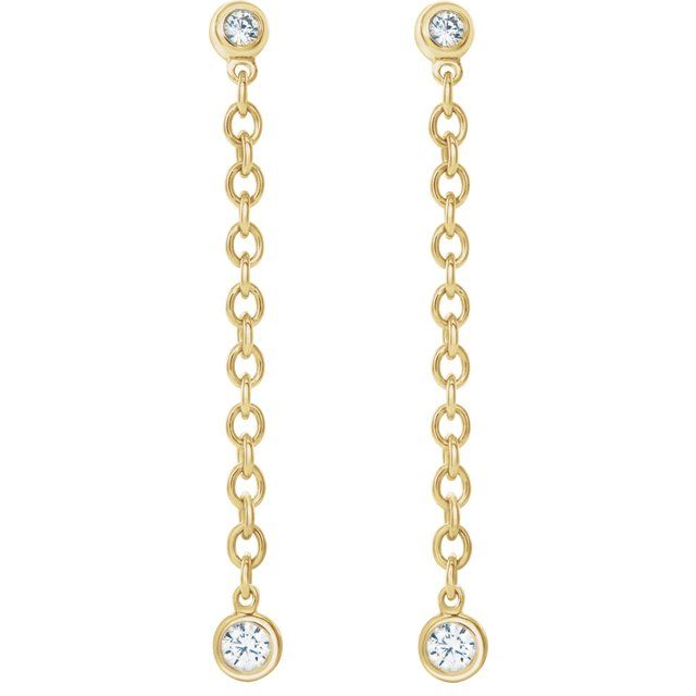 14K 1/5 CTW Natural Diamond Hinged Hoop Chain Earrings