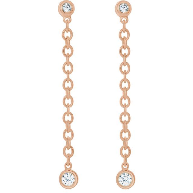 14K 1/5 CTW Natural Diamond Hinged Hoop Chain Earrings
