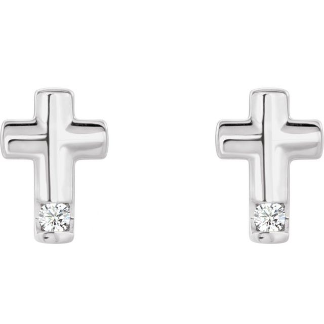 14K .03 CTW Natural Diamond Cross Earrings