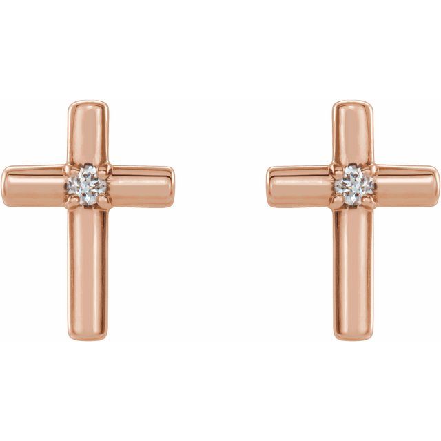 14K .01 CTW Natural Diamond Cross Earrings