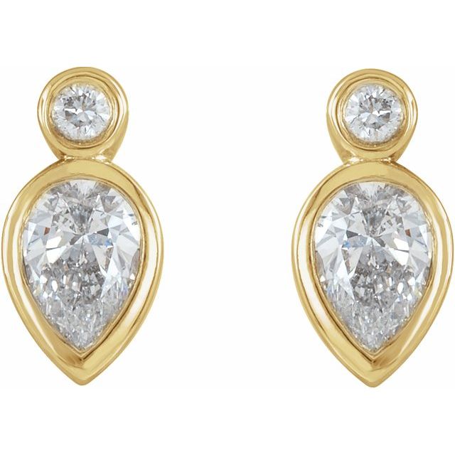 14K 1/3 CTW Natural Diamond Bezel-Set Earrings