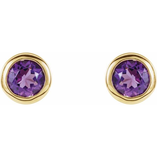 14K Natural Amethyst Bezel-Set Earrings