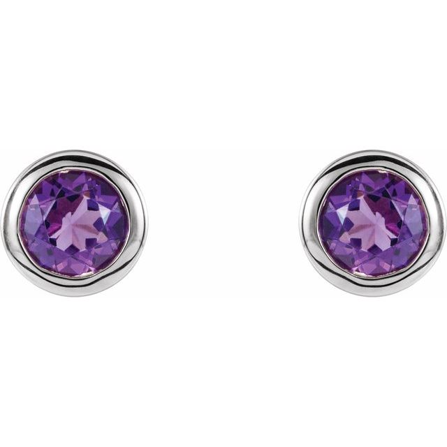 14K Natural Amethyst Bezel-Set Earrings