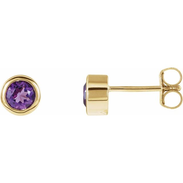 14K Natural Amethyst Bezel-Set Earrings