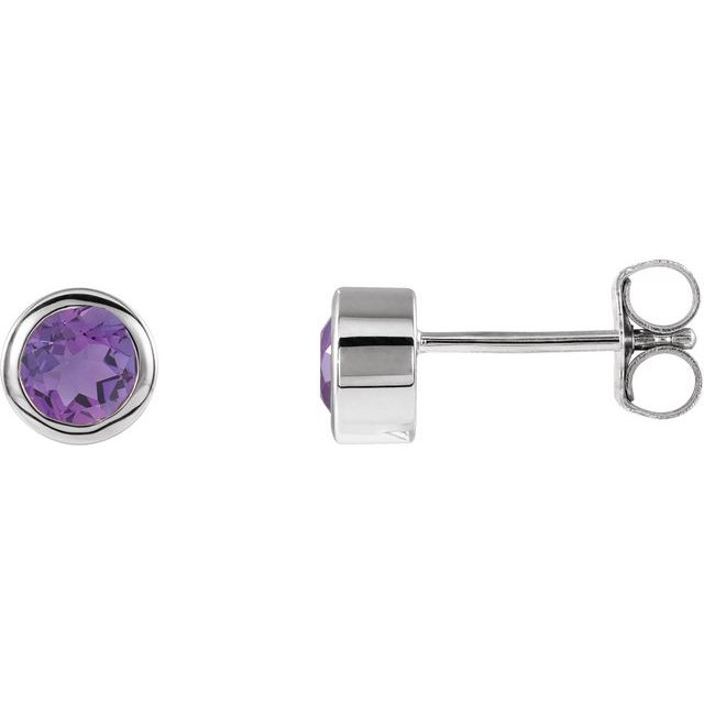 14K Natural Amethyst Bezel-Set Earrings