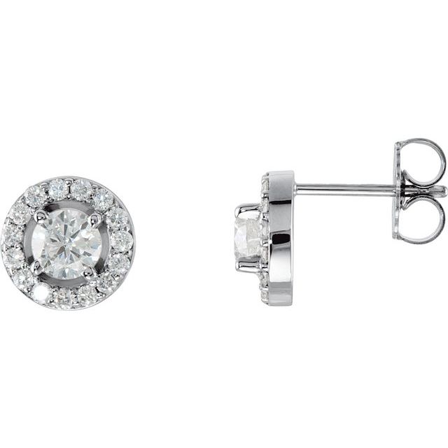 14K 7/8 CTW Natural Diamond Halo-Style Earrings