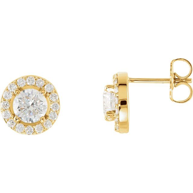 14K 1 1/3 CTW Lab-Grown Diamond Halo-Style Earrings