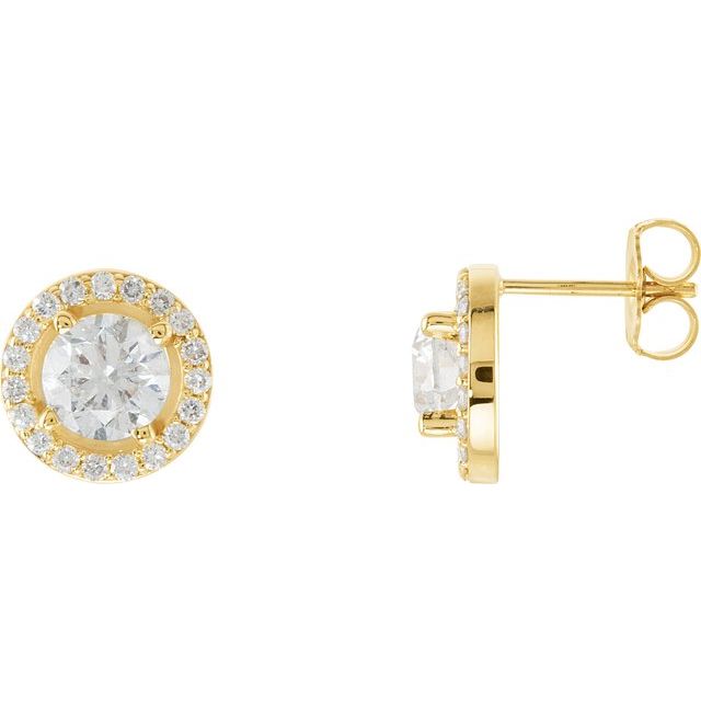 14K 1 1/2 CTW Lab-Grown Diamond Halo-Style Earrings