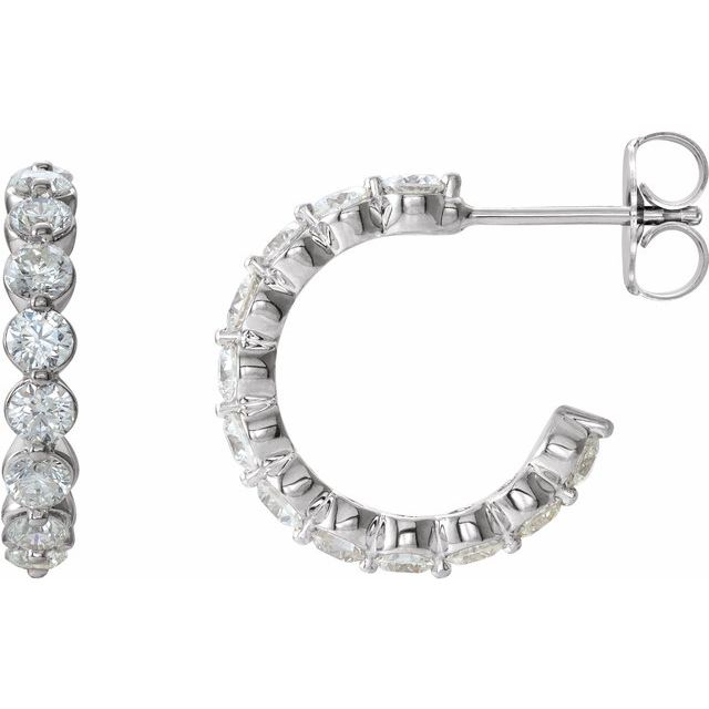 14K 1 3/4 CTW Lab-Grown Diamond Hoop Earrings