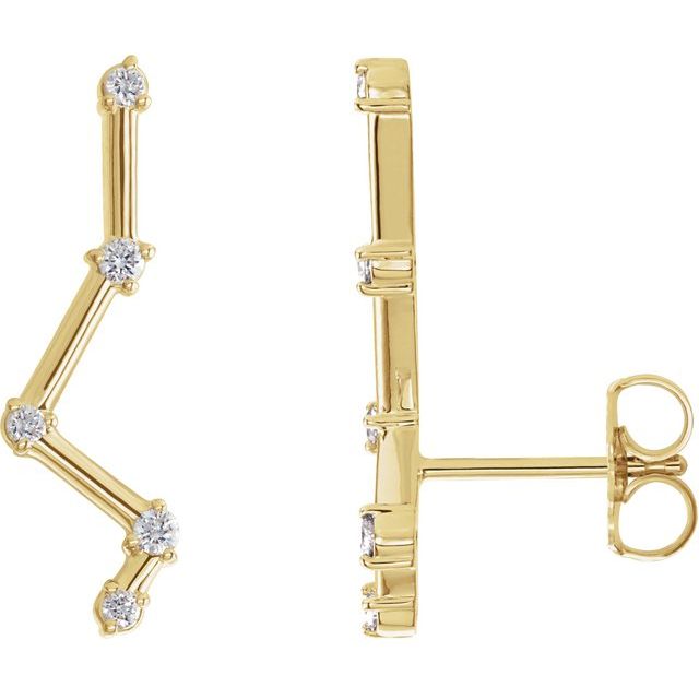 14K 1/10 CTW Natural Diamond Constellation Ear Climbers