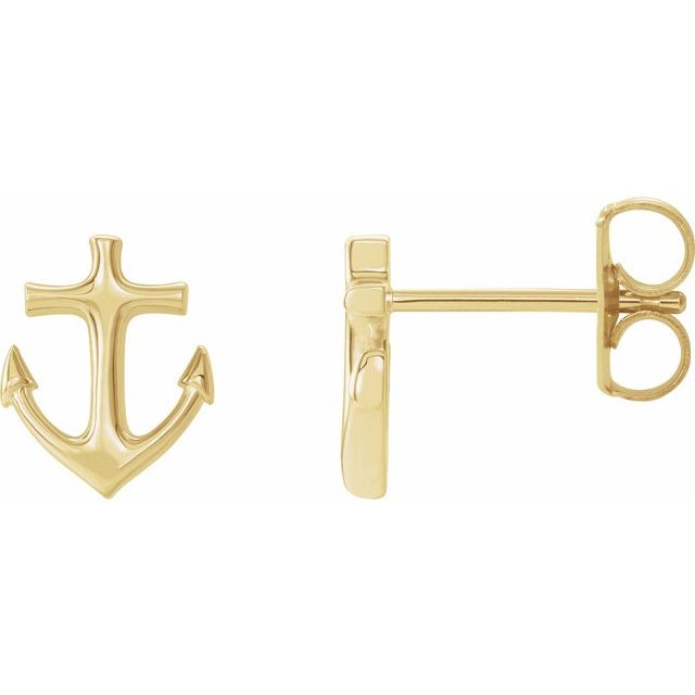 14K Anchor Earrings