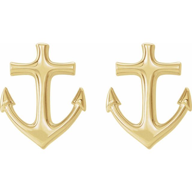 14K Anchor Earrings