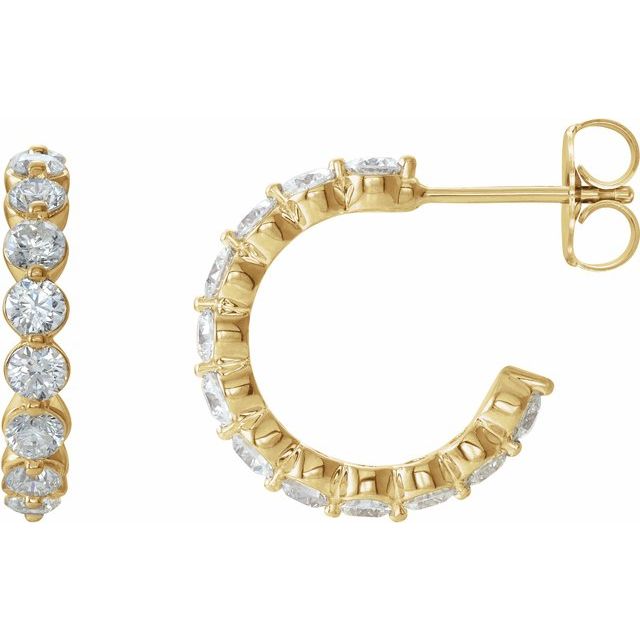 14K 1 3/8 CTW Lab-Grown Diamond Hoop Earrings