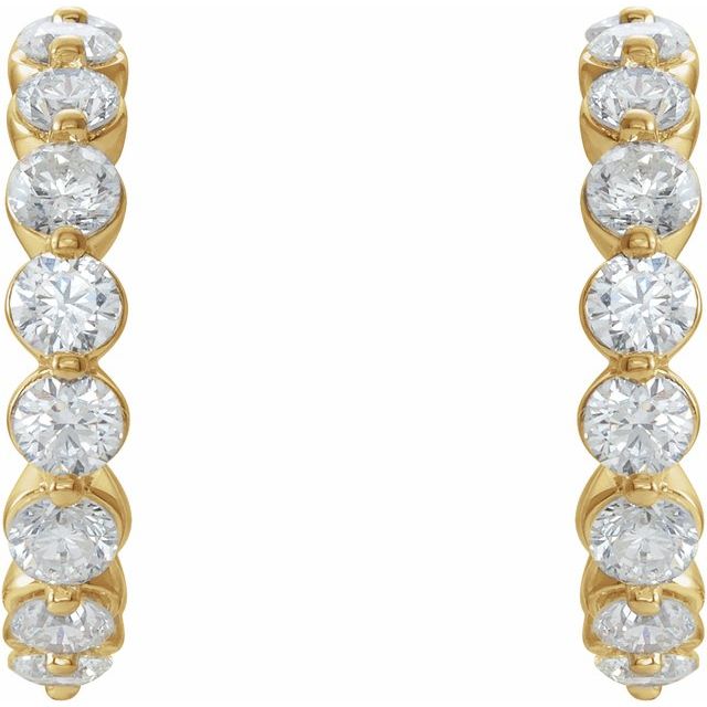 14K 1 3/8 CTW Natural Diamond Hoop Earrings