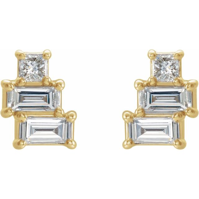 14K 1/4 CTW Natural Diamond Geometric Cluster Earrings