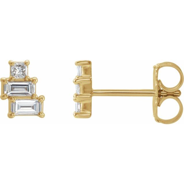 14K 1/4 CTW Natural Diamond Geometric Cluster Earrings