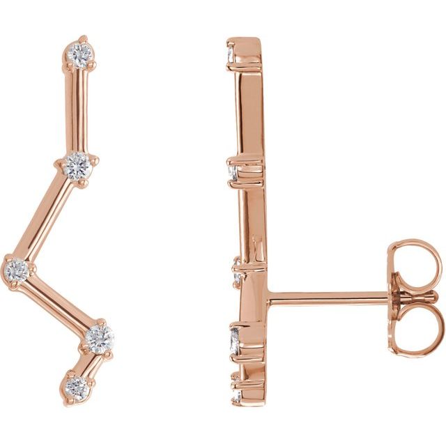 14K 1/10 CTW Natural Diamond Constellation Ear Climbers