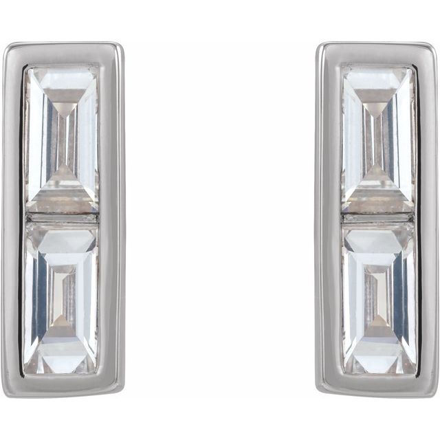 14K 1/4 CTW Natural Diamond Bar Earrings