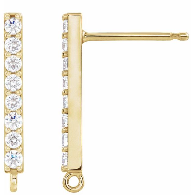 14K 1/10 CTW Natural Diamond Bar Earring Top